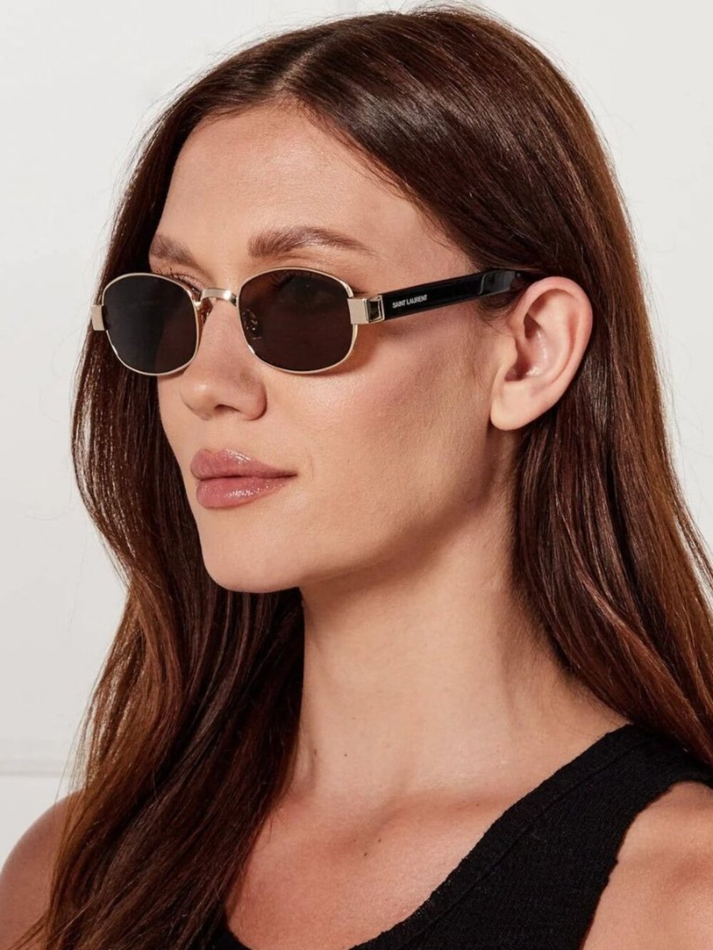 Saint Laurent SL706 001 Black Brown Square Unisex Sunglasses